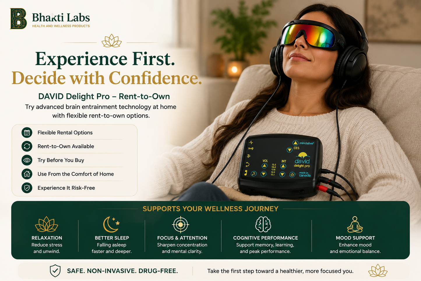 DAVID Delight Pro Brain Entrainment System – Rent-to-Own Bhakti Labs
