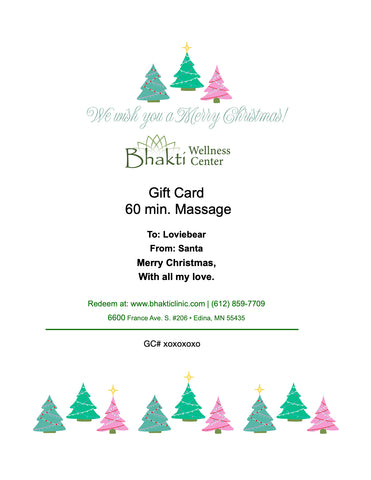 60 min. Massage Gift Certificate save 10%