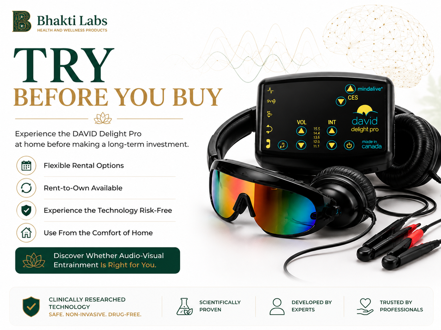 DAVID Delight Pro Brain Entrainment System – Rent-to-Own Bhakti Labs